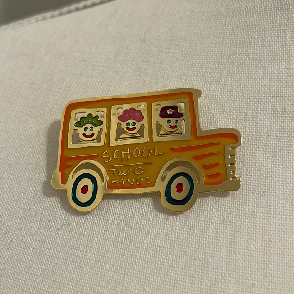 Two Hands schoolbus pin
